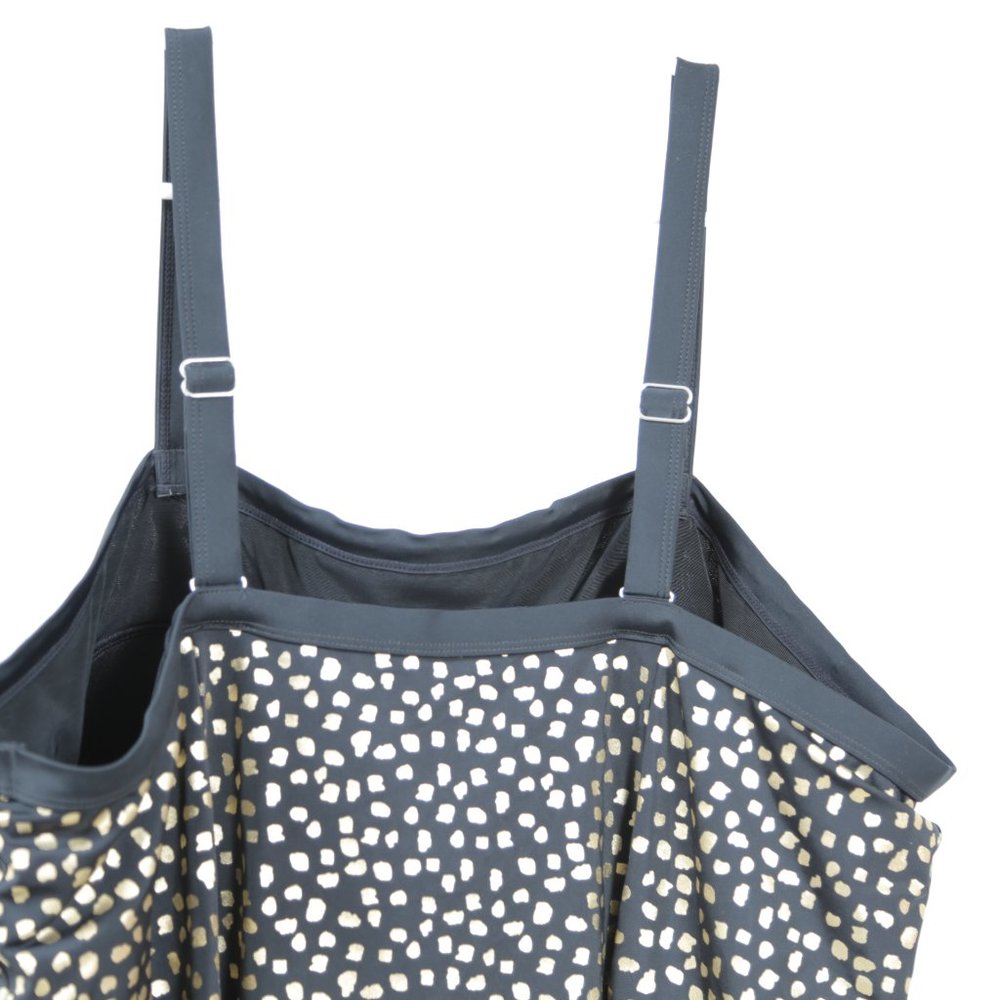 Plus‎ size Black and Gold Polka-dot Swim Dress, See measurements - Picture 3 of 9